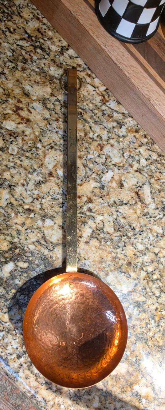 Vintage Hand Hammered Copper Ladle With Brass Handle